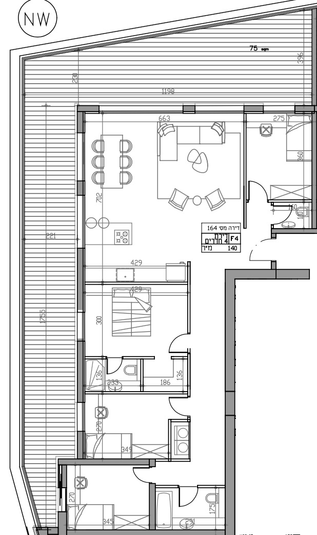 tre floor plan, apartment 164, type F4